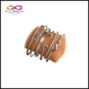 Gold Plated Stackable Bangle Bracelets Set Minimalist Boho Textured Jewelry